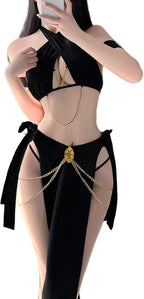 paloli Women Cosplay Costume Egyptian Cosplay Outfit With Adjustable Waist And Crossed Strap Top Babydoll Lingerie