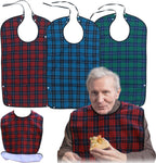 Adult Bibs for Men Pack of 3 - Reusable Bibs for Adult Eating, Clothing Protector with Crumb Catcher, Waterproof & Machine Washable Large Bids for Elderly Seniors Gifts for Men/Dad/Father