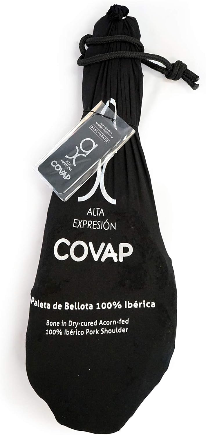 Acorn-Fed 100% Iberico Shoulder Ham Bone-in by Covap (9-10 Lb Ham Holder+ Carver Knifeincluded)
