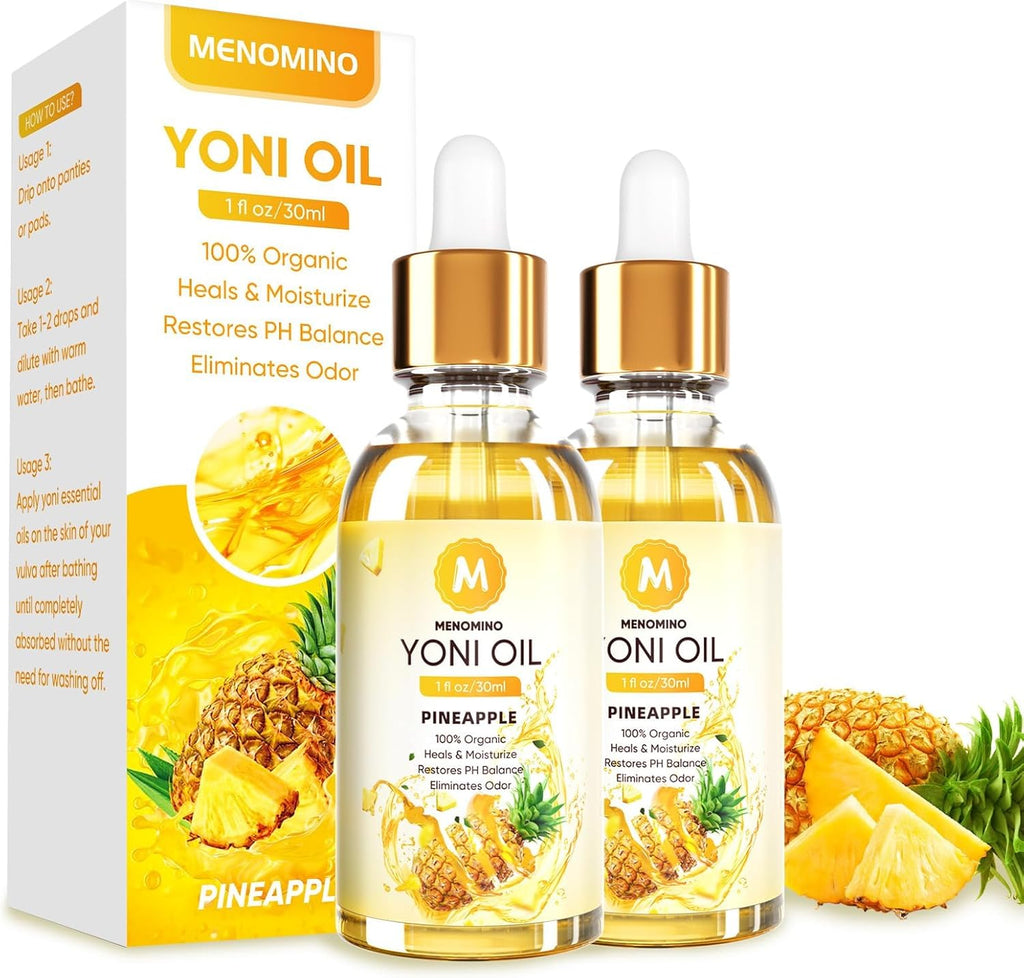 2 Pack Yoni Oil for Women - Organic Pineapple Feminine Oil, Feminine Deodorant - pH Balance - Eliminates Odor - Yoni Moisturizer, 100% Natural Essential Oil, 1 fl oz/pc (Pineapple)