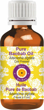 dève herbes Baobab Oil (Adansonia digitata) | Cold Pressed | Pure | Natural | Undiluted | For Diluting Essential oils | For Skin & Massage | Non-Sticky | Lightweight | Men & Women | 30ml (1 oz)