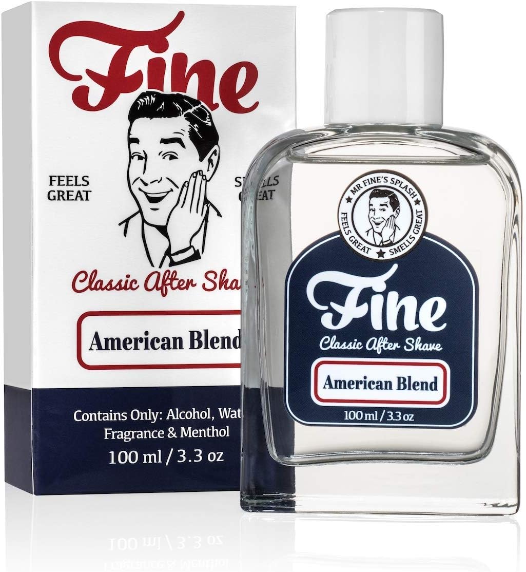 Mr. Fine Men's Aftershave - American Blend Fragrance, Soothing & Toning Post Shave Balm, Calms Razor Burn, Classic Barbershop Feel, Alcohol-Based Formula, Gentle for All Skin Types, 100ml