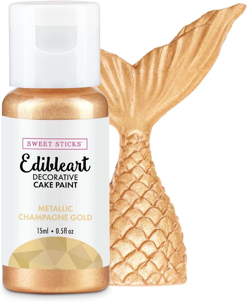 Sweet Sticks Edible Art Decorative Cake Paint 0.5 Ounce (15 Milliliters), Metallic Champagne Gold