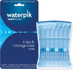 Waterpik Water Flosser 6 Count Replacement Tips With Case, Convenient, Hygienic and Sturdy for Easy Storage and Travel, Includes Precision, Orthodontic, Plaque Seeker Refill Heads Nozzles