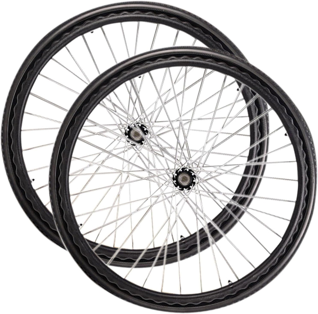 Set of 2 Wheelchair Rear Wheels Replacement 20 22 24 inch Wheelchair Assembly, Solid Tires Aluminum Hub with 12mm Bearings(60cm/24in)
