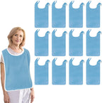 12 Pack Adult Bibs for Women/Men, Reusable Clothing Protector with Crumb Catcher, Washable Terry Cloth Adult Bibs for for Nursing Homes, Elderly Homes and Disable Adults Eating(17.7 x 29.5 inch)