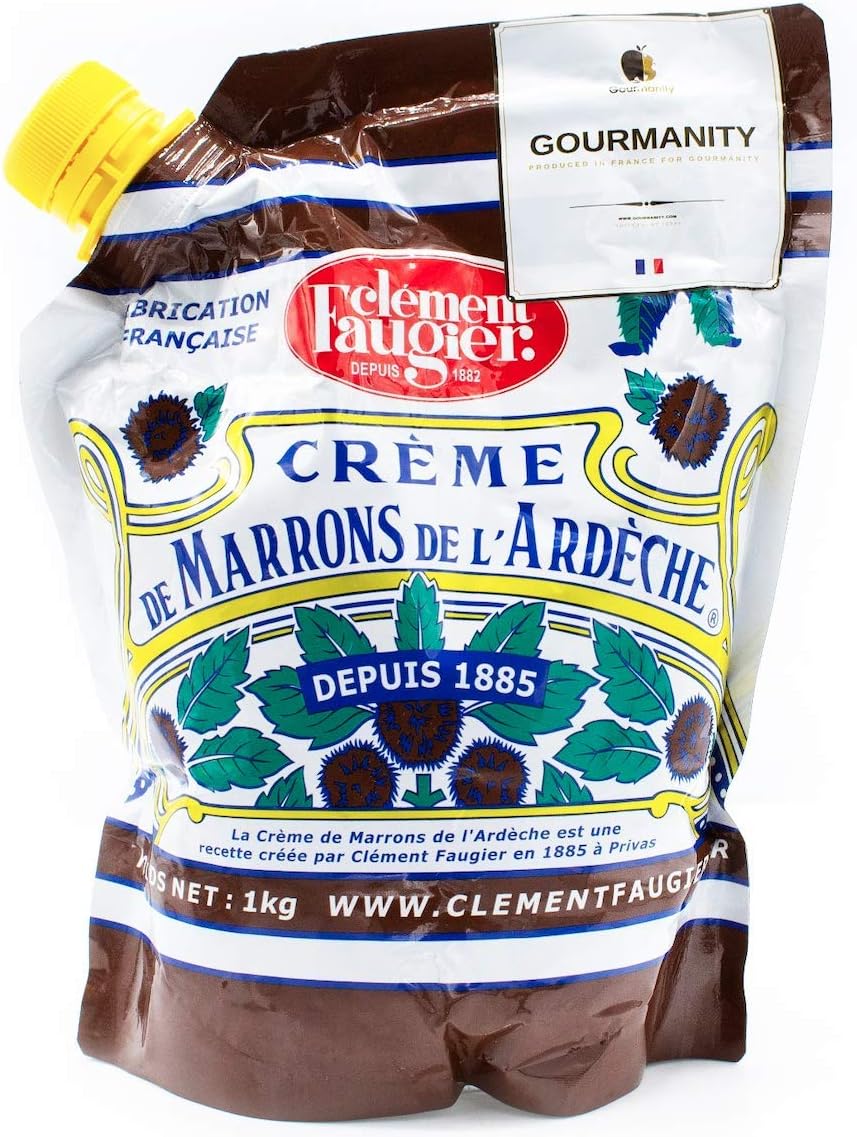 Clement Faugier Chestnut Spread From France 35.2 oz Chestnut Jam Pouch | Creme De Marron Chestnut Puree | Chestnut Paste French | Gourmet Chestnut Cream, Kosher | Produced For Gourmanity