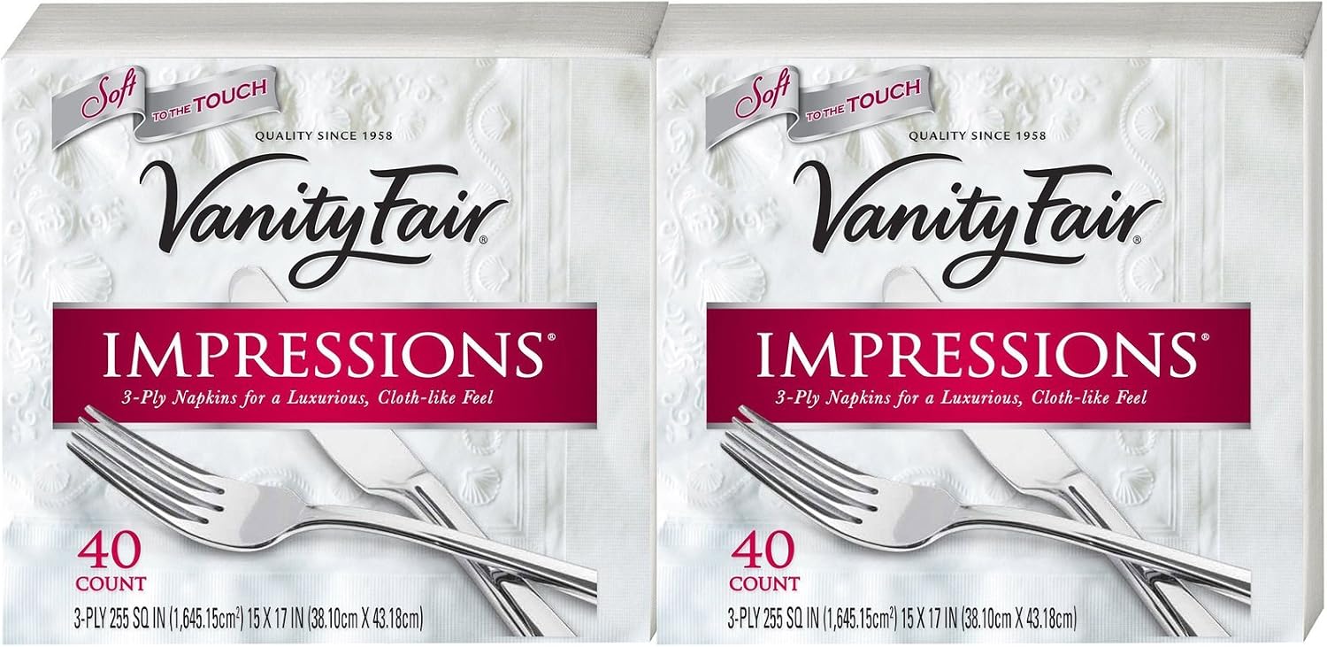Vanity Fair Impressions Napkins, White - 40 ct - 2 pk