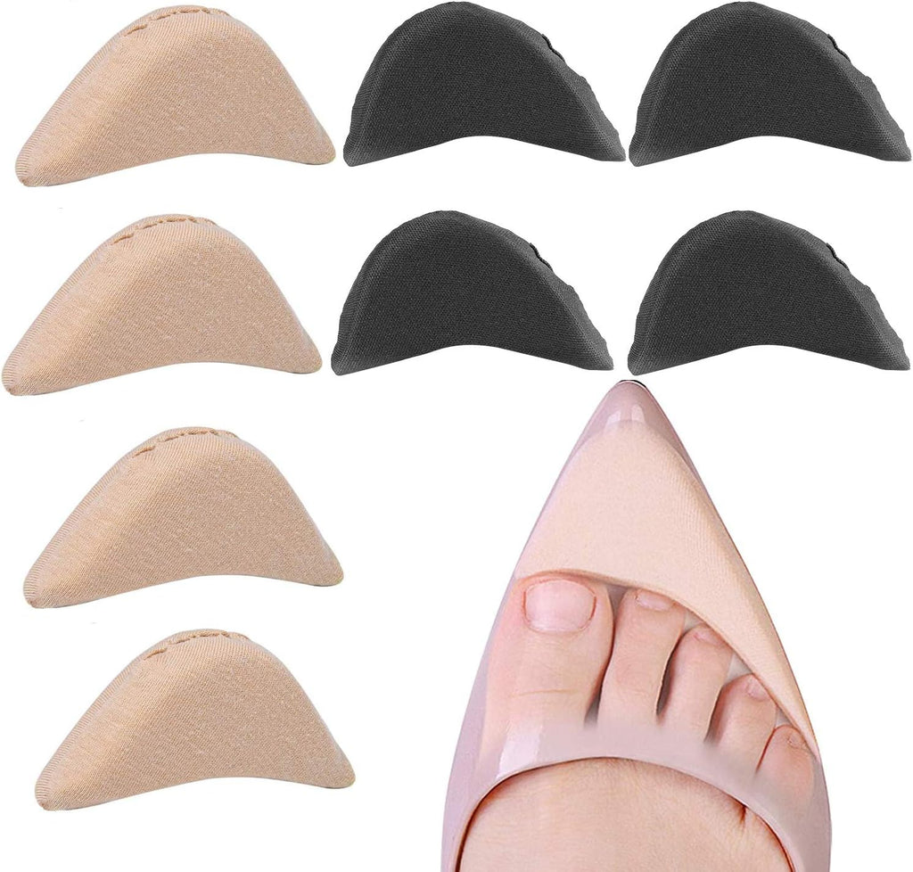 Toe Inserts for Shoes Too Big, 4 Pairs Shoe Inserts for Women Men, Foam Toe Filler, Shoe Fitters, Black and Beige