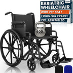 Vive Bariatric Wheelchair for Adults (Supports 400 lbs) - Foldable, Heavy Duty, Manual & Transport Wheel Chair - Portable Senior Drive Travel Scooter for Transfers - Wide 20" Seat