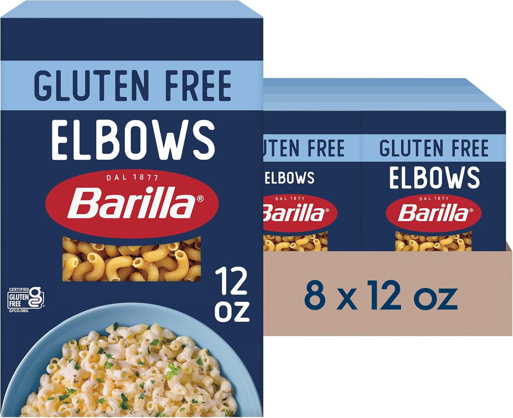 BARILLA Gluten Free Elbows Pasta, 12 Ounce (Pack of 8) - Non-GMO Gluten Free Pasta Made with Blend of Corn & Rice - Vegan Pasta