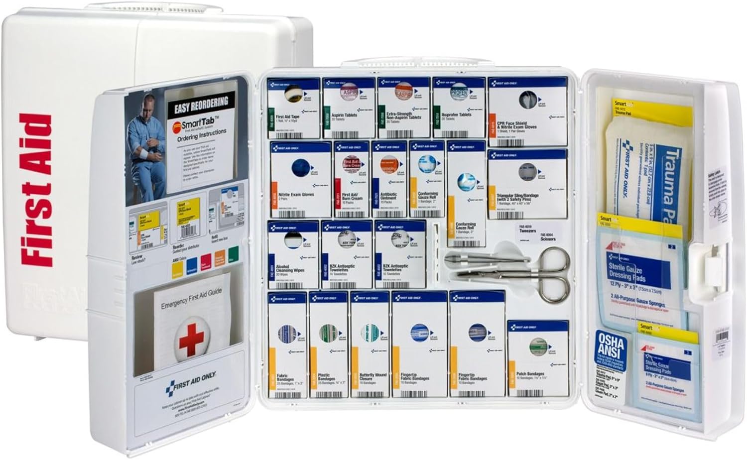 First Aid Only 1000-FAE-0103 SmartCompliance 50-Person OSHA Compliant First Aid Kit for Business, Large Plastic First Aid Cabinet with Medications, 245 Pieces
