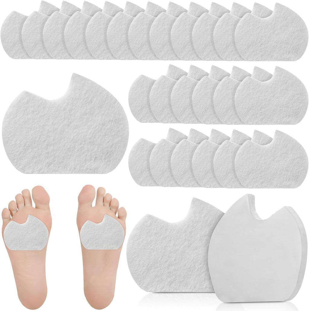 24 Pieces Foot Pads for Dancer Sesamoiditis Pads for Ball of Right Feet Pain Felt Forefoot Cushion Self Adhesive Foot Cushion for Men Women Dancing Pain Relief(White)