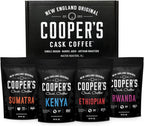 Gourmet Coffee Sampler Gift Box Set, Roasted Coffee Ground, Sumatra Dark, Kenya AA Medium-Dark, Rwanda Medium, Natural Ethiopian Light, Ground, 4 Bags, 16 oz Total