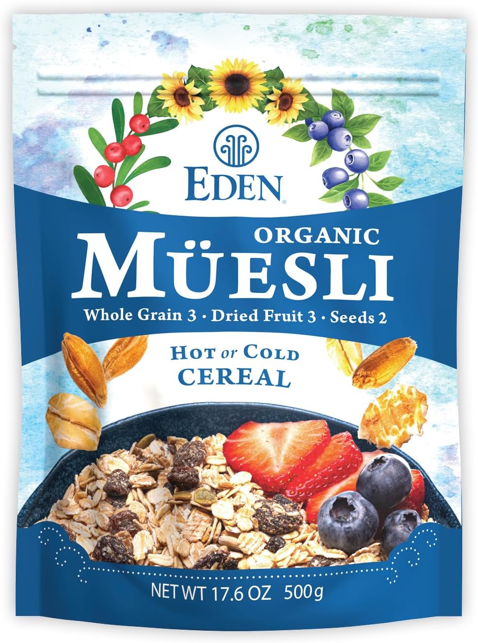 Eden Foods Organic Muesli Hot & Cold Cereal, Anytime of Day, Pure & Purifying, Kosher, 17.6 Ounce (Pack of 6)