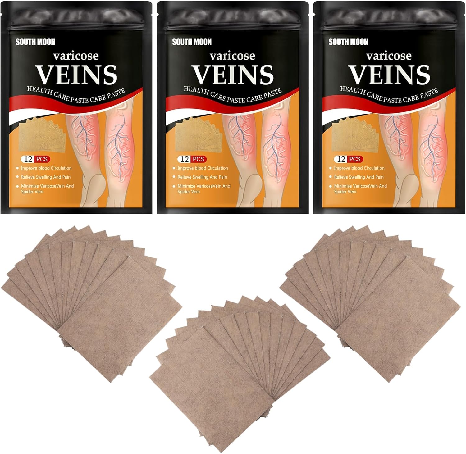 36PCS Varicose Veins Patch - Natural Relief Treatment for Legs, Spider Varicose Vein, Strengthen Capillary Health and Improve Blood Circulation