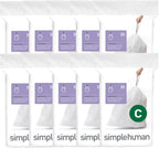 simplehuman Code C 200 Count, Dispenser Packs Custom Fit Liners, Drawstring Trash Bags, 10-12 Liter / 2.6-3.2 Gallon, White