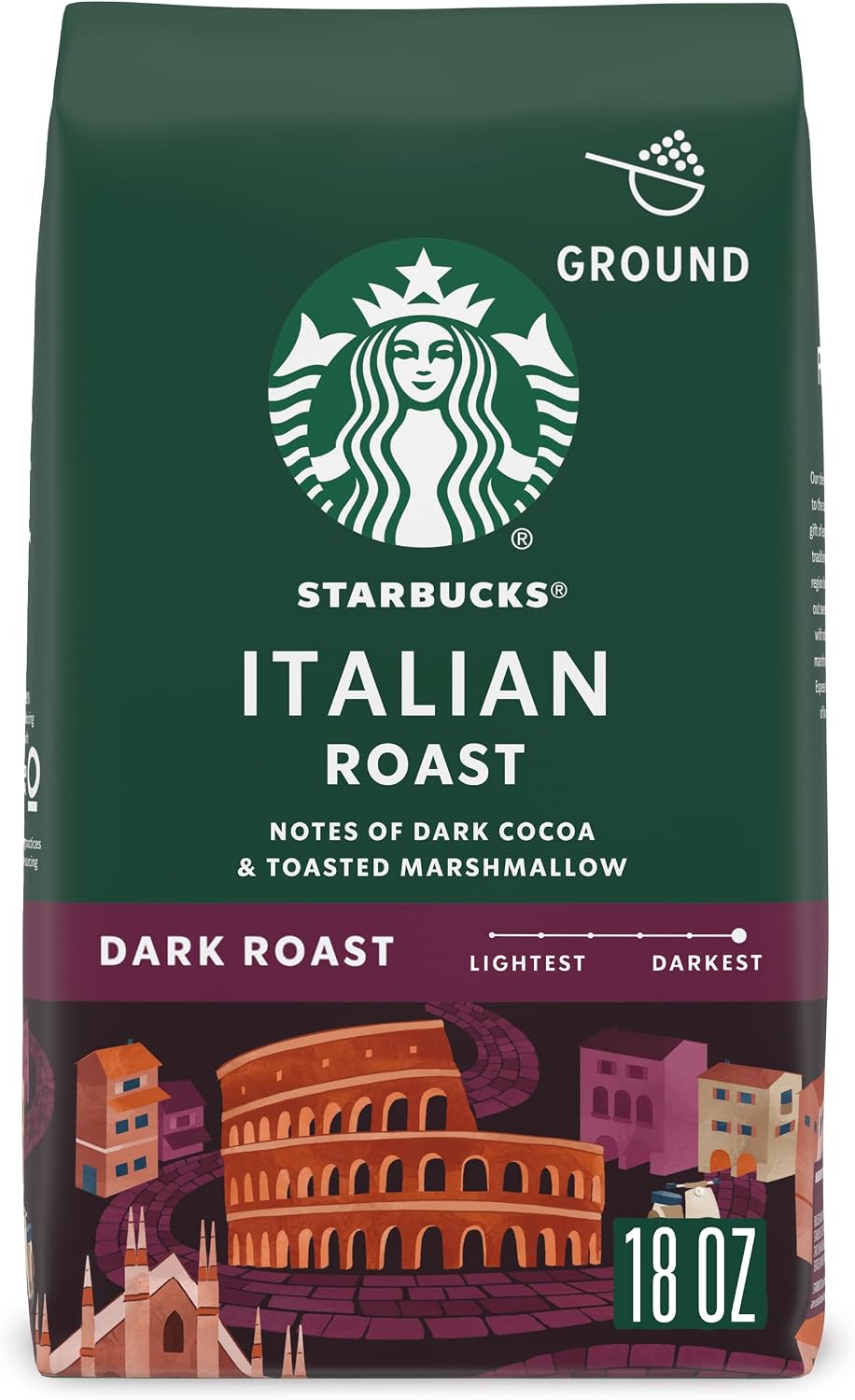 Starbucks Ground Coffee, Dark Roast Coffee, Italian Roast, 100% Arabica, 1 bag (18 oz)