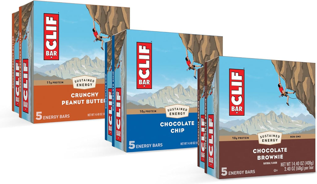 CLIF BAR - Energy Protein Bars - Variety Pack - 3 Flavors - Made with Organic Oats - Energy Bars - Non-GMO - (30 Pack)