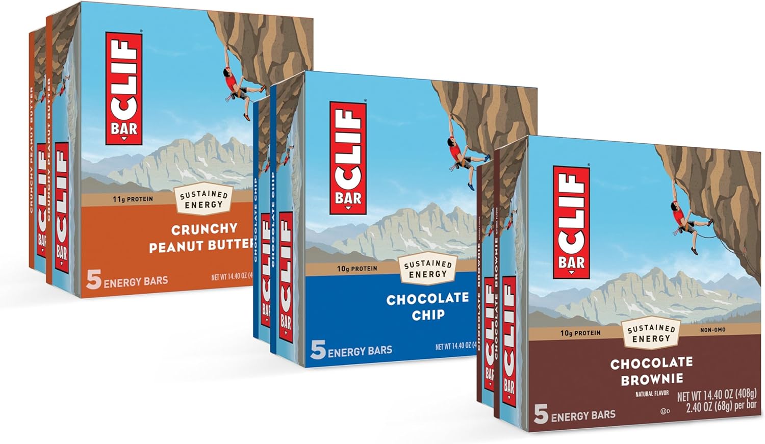 CLIF BAR - Energy Protein Bars - Variety Pack - 3 Flavors - Made with Organic Oats - Energy Bars - Non-GMO - (30 Pack)