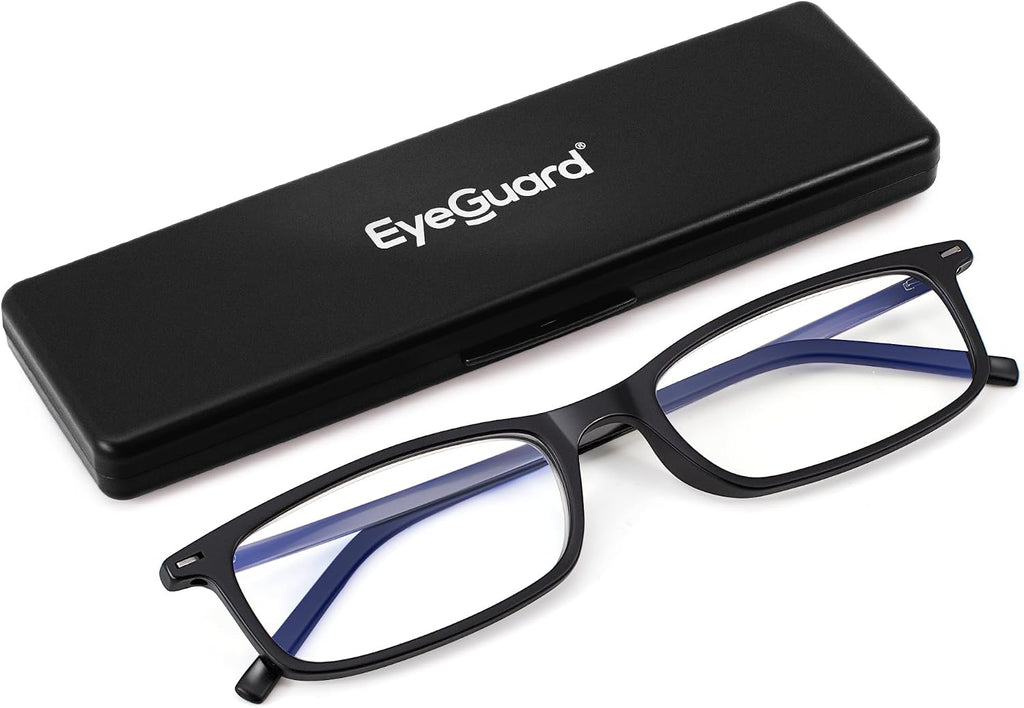 EYEGUARD Thin Lightweight Blue Light Reading Glasses with Portable Case Slim Mini Pocket Compact Small Readers for Women Men