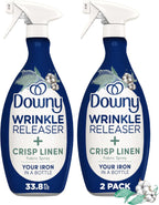 Downy Wrinkle Releaser Spray, All In One Formula, Removes Wrinkles, Static and Odor Eliminator, Crisp Linen Scent, 33.8 Fl Oz, Pack of 2 (Packaging May Vary)