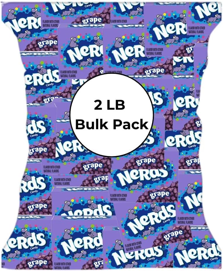 CandyKrave Nerds Mini Candy Bulk Grape Flavor - 2 lbs Pack Nerds Mini Boxes Stocking Stuffers – Delicious Individually Wrapped Hard Candy for Kids, Birthday Parties & other Occassions