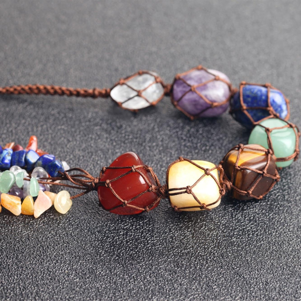 7 Chakra Handmade Crystal Window Car Hanging Ornaments Home Decoration Feng Shui Ornament Yoga Meditation Car Decoration Tumbled Palm Stones Mother's Day Decorations