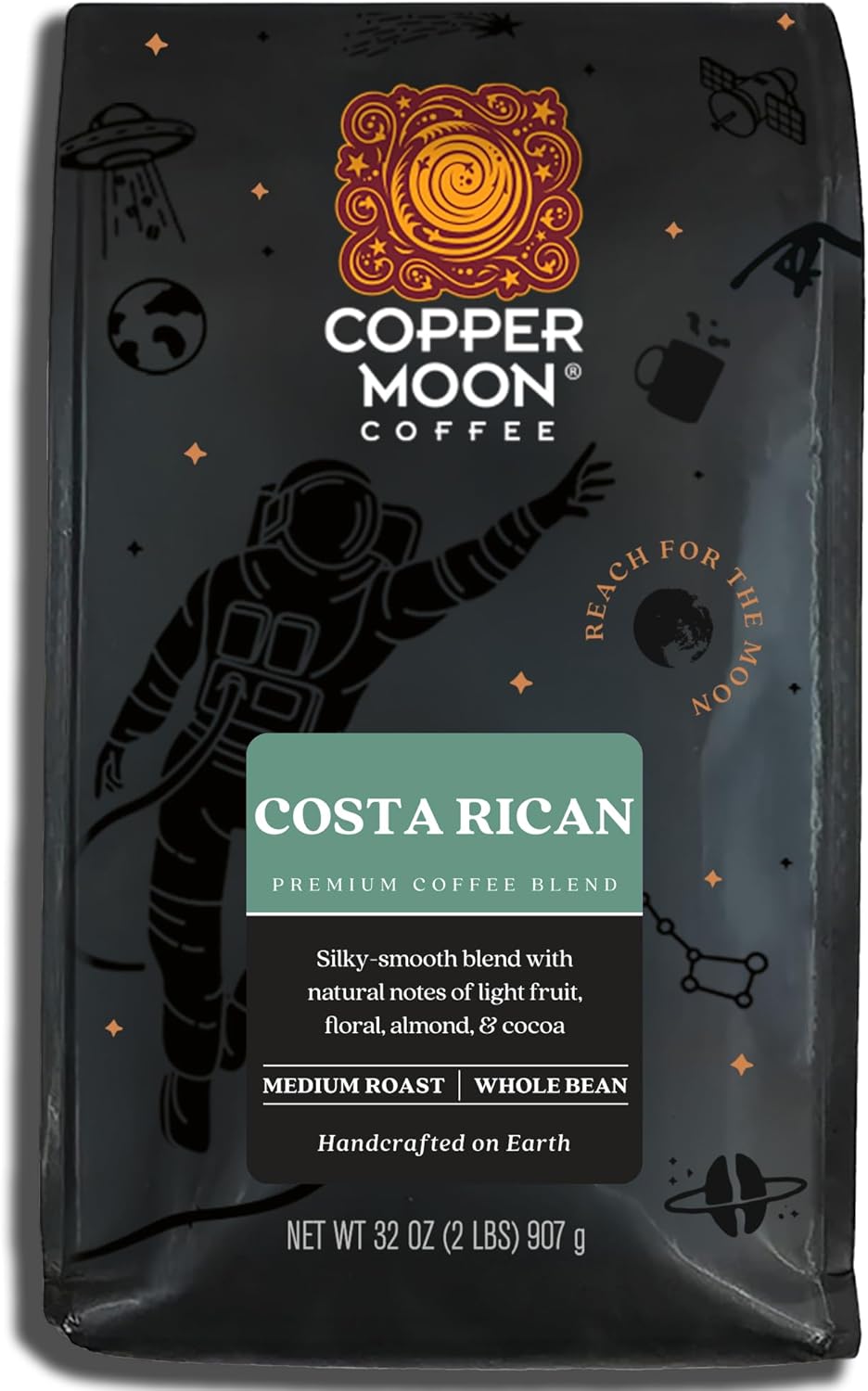 Copper Moon Medium Roast Whole Bean Coffee, Costa Rican Blend, 2 Lb