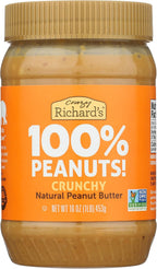 Crazy Richard's 100% All-Natural Crunchy Vegan Peanut Butter with No Added Sugar and Non-GMO (16 Ounce (Pack of 1))