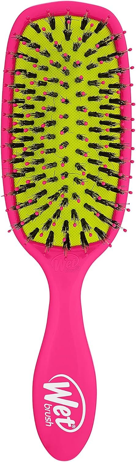 Wet Brush Shine Enhancer Hair Brush, Pink - Exclusive Ultra-soft IntelliFlex Bristles - Natural Boar Bristles Leave Hair Shiny And Smooth For All - For Women, Men, Wet And Dry Hair