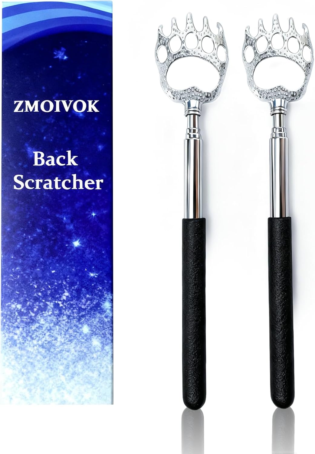 2 Pcs Back Scratcher Extendable,Metal Bear Claws Back Scratchers,Backscratche for Men, Women,Adults,Christmas Stocking Stuffers (Black)