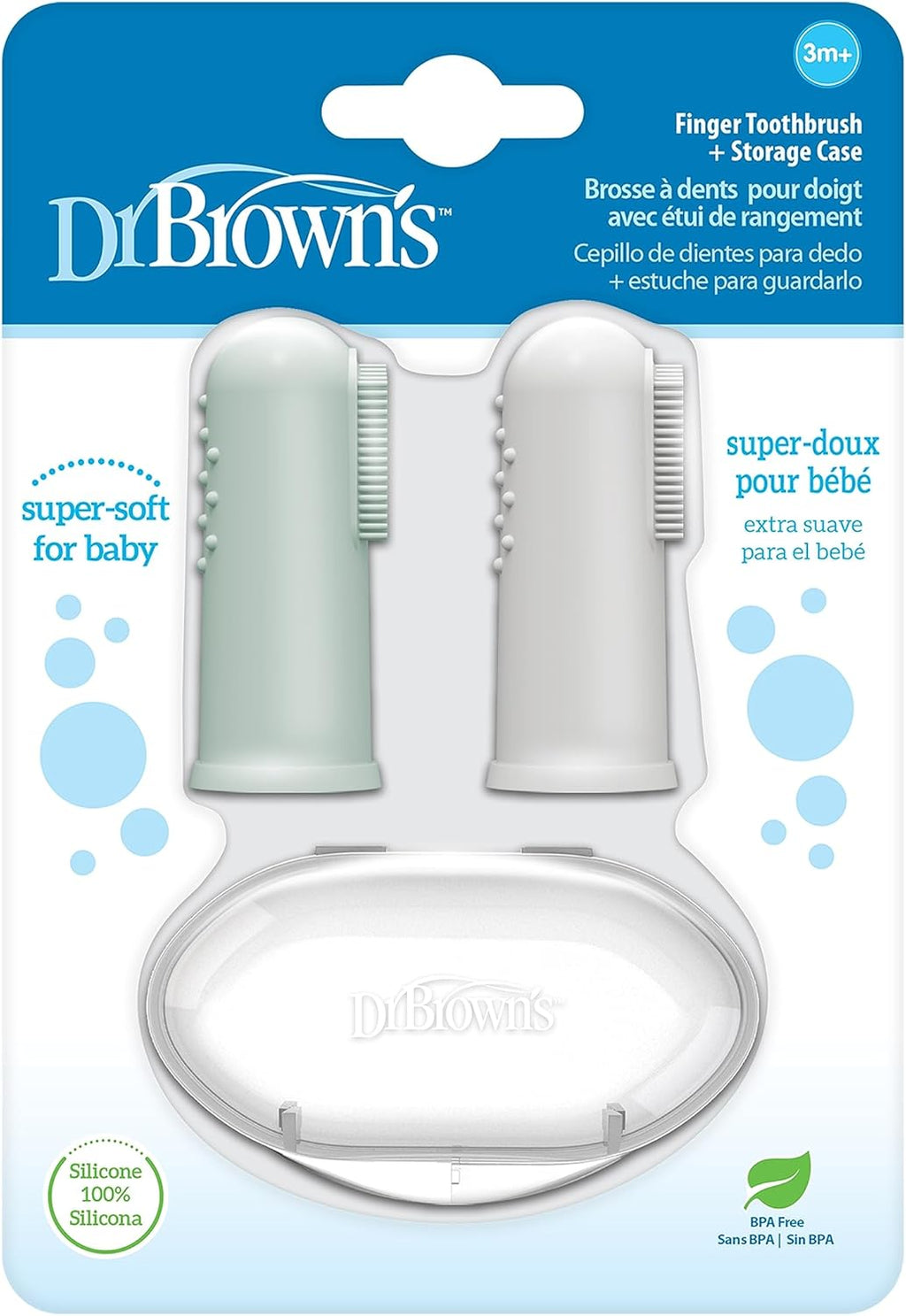 Dr. Brown's 100% Silicone Baby Finger Toothbrush and Toothpaste Set, 2-Pack Toothbrush & Infant-to-Toddler Training Toothbrush, Soft for Baby's First Teeth, Giraffe, 0-3 Years
