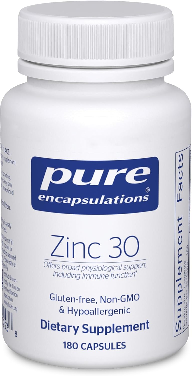 Pure Encapsulations Zinc 30 mg - Supplement for Immune System Support, Growth and Development, and Wound Healing* - with Zinc Picolinate 30 mg - 180 Capsules