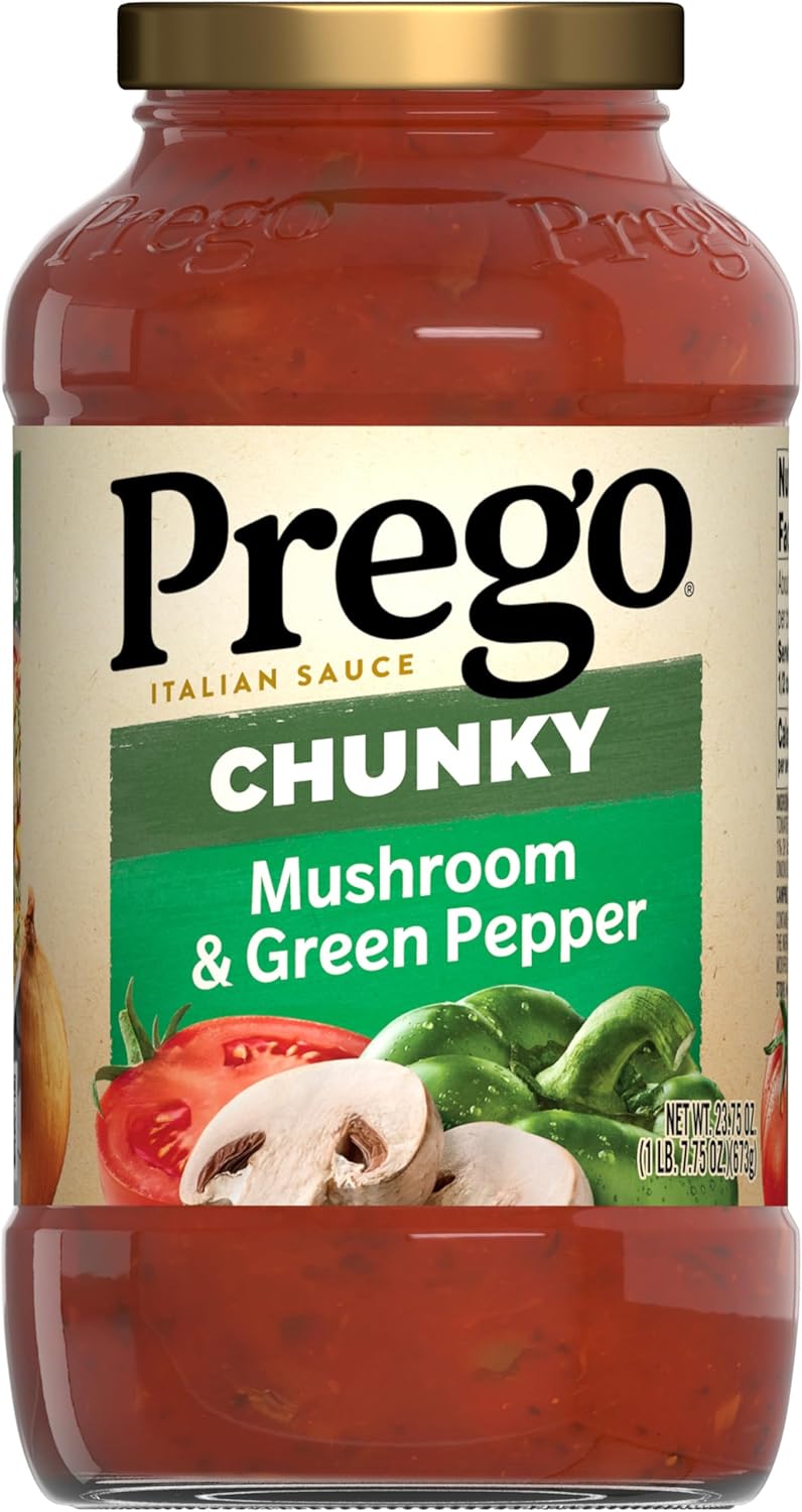 Prego Chunky Mushroom and Green Pepper Pasta Sauce, 23.75 Oz Jar