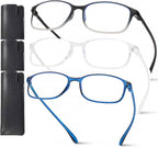AQWANO 2.5 Computer Reading Glasses Men Women Blue Light Blocking, Lightweight TR90 Flexible Frame Readers Glasses Anti Glare, No Rubber