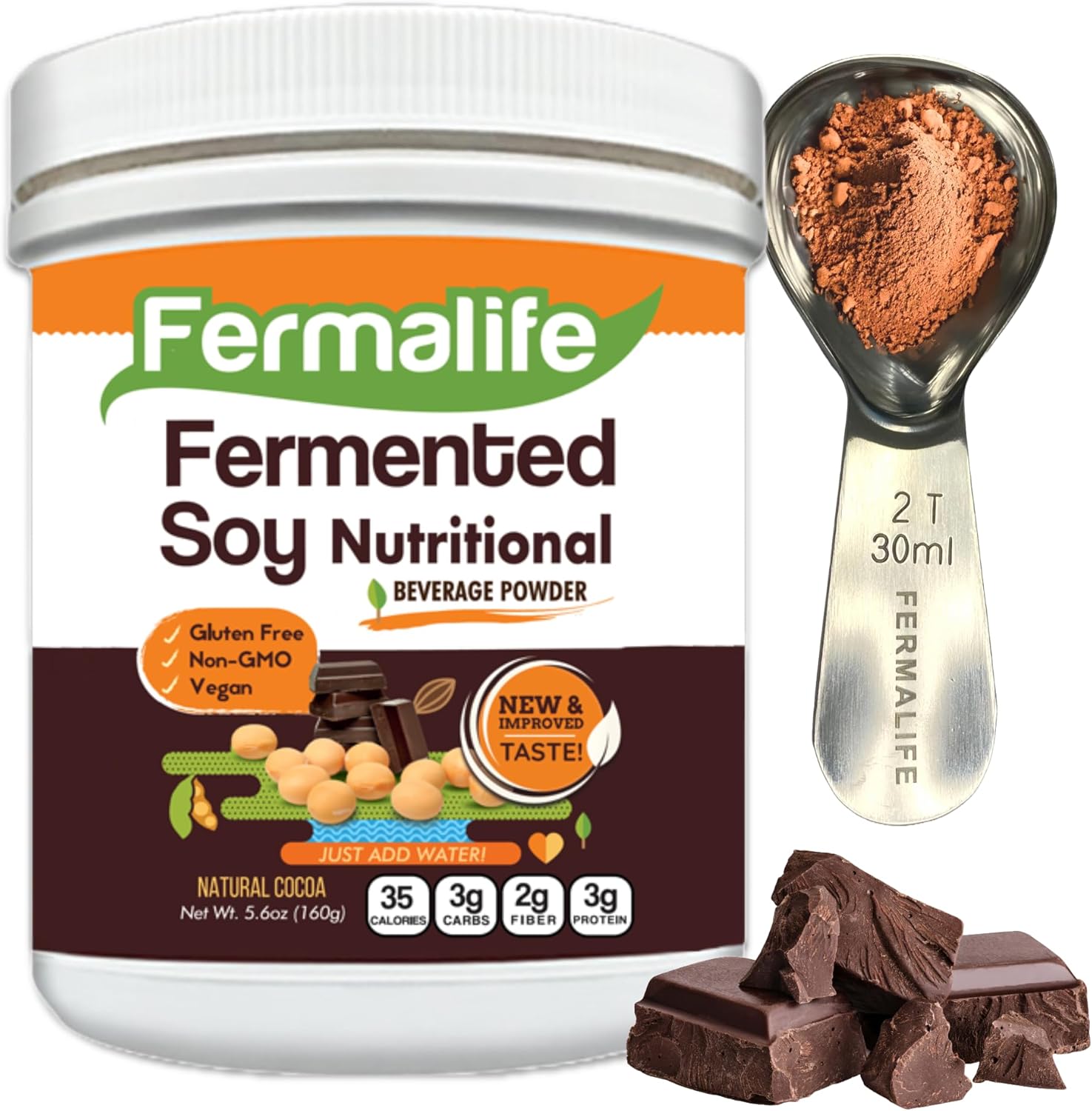FERMALIFE USDA Organic Fermented Soy Nutritional Beverage - Mix, 5.6oz, 20 Servings, Non-GMO, Vegan, Nutrients for Your Gut Bacteria