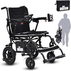 36 lbs Lightweight Foldable Electric Wheelchair for Adults & Seniors, 264LBS Capacity, 12-Mile Range All Terrain Power Wheelchair with LED Light & Cup Holder