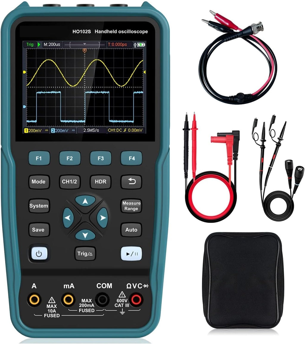 Digital Oscilloscope 50Mhz Bandwidth, 2 Channels TFT Mini Oscilloscope, Signal Source, 2 In 1 Oscilloscope And Multimeter with Efficiency(HO52-50M)
