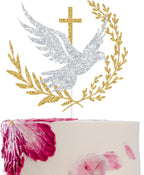 Glitter Holy Dove Cross Cake Topper, Baptism, First Holy Communion, Confirmation, Christian Wedding, Religious Baby Shower 1st Birthday Party Decorations