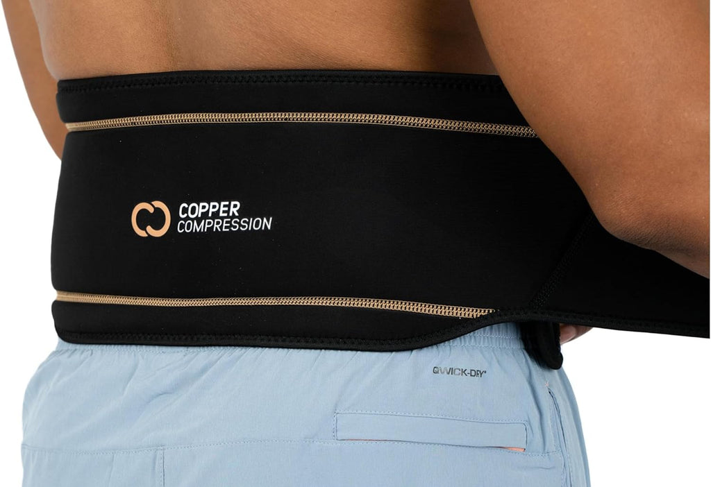 Copper Compression Back Brace. Copper Infused Lumbar Support for Lower Back Relief, Sciatica, Herniated Disc, Scoliosis, Pain & Strains. Adjustable & Breathable. Fits Men & Women (Waist 28" - 34")