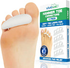 VIVEsole Hammer Toe Corrector for Men and Women (4pc) Cushioned Gel Straightener Loops - Toe Support Cushion Brace for Bunion Foot Relief, Feet Alignment, Curled, Claw, Crooked, Mallet Toes, 3 Loops
