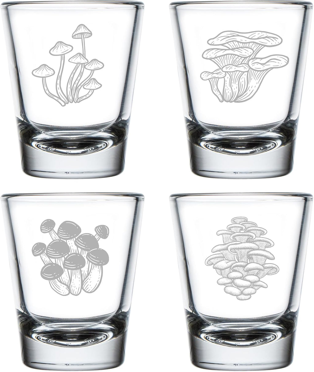 MIP Set of 4 Shot Glasses 1.75oz Shot Glass Gift Mushroom Collection