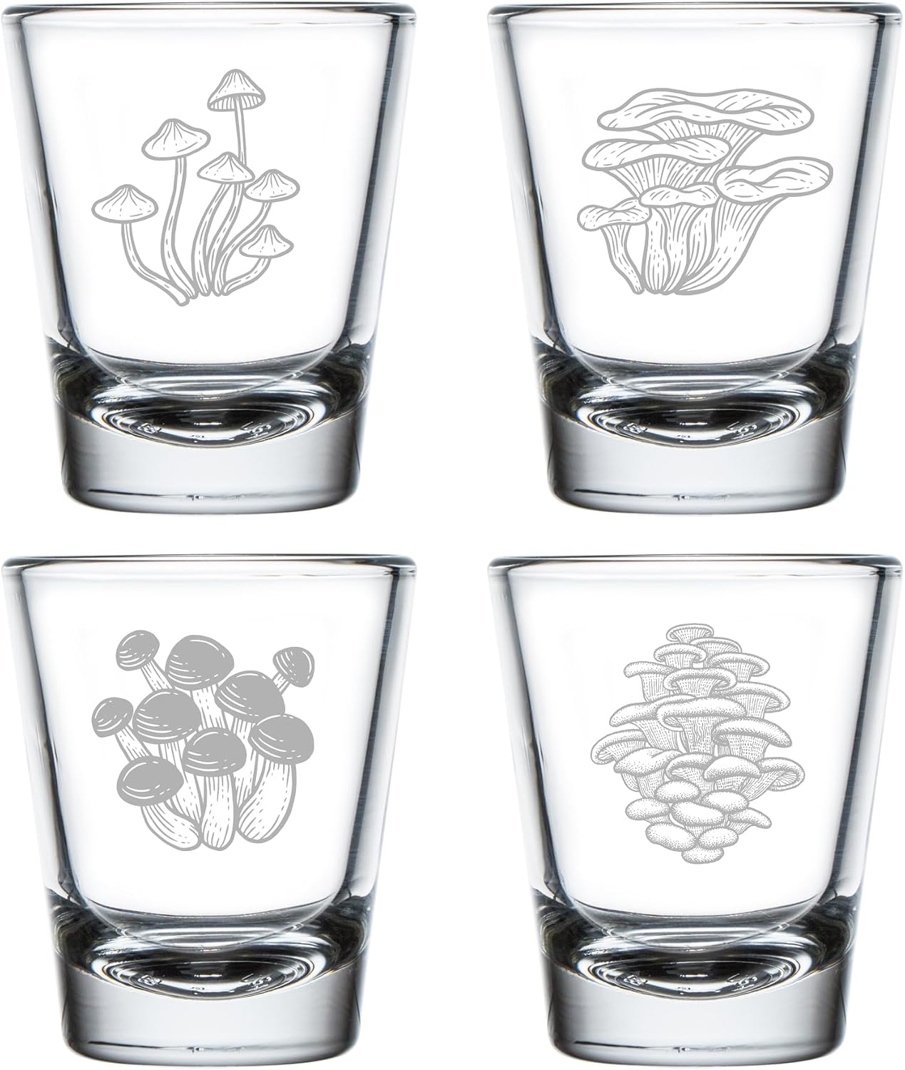 MIP Set of 4 Shot Glasses 1.75oz Shot Glass Gift Mushroom Collection