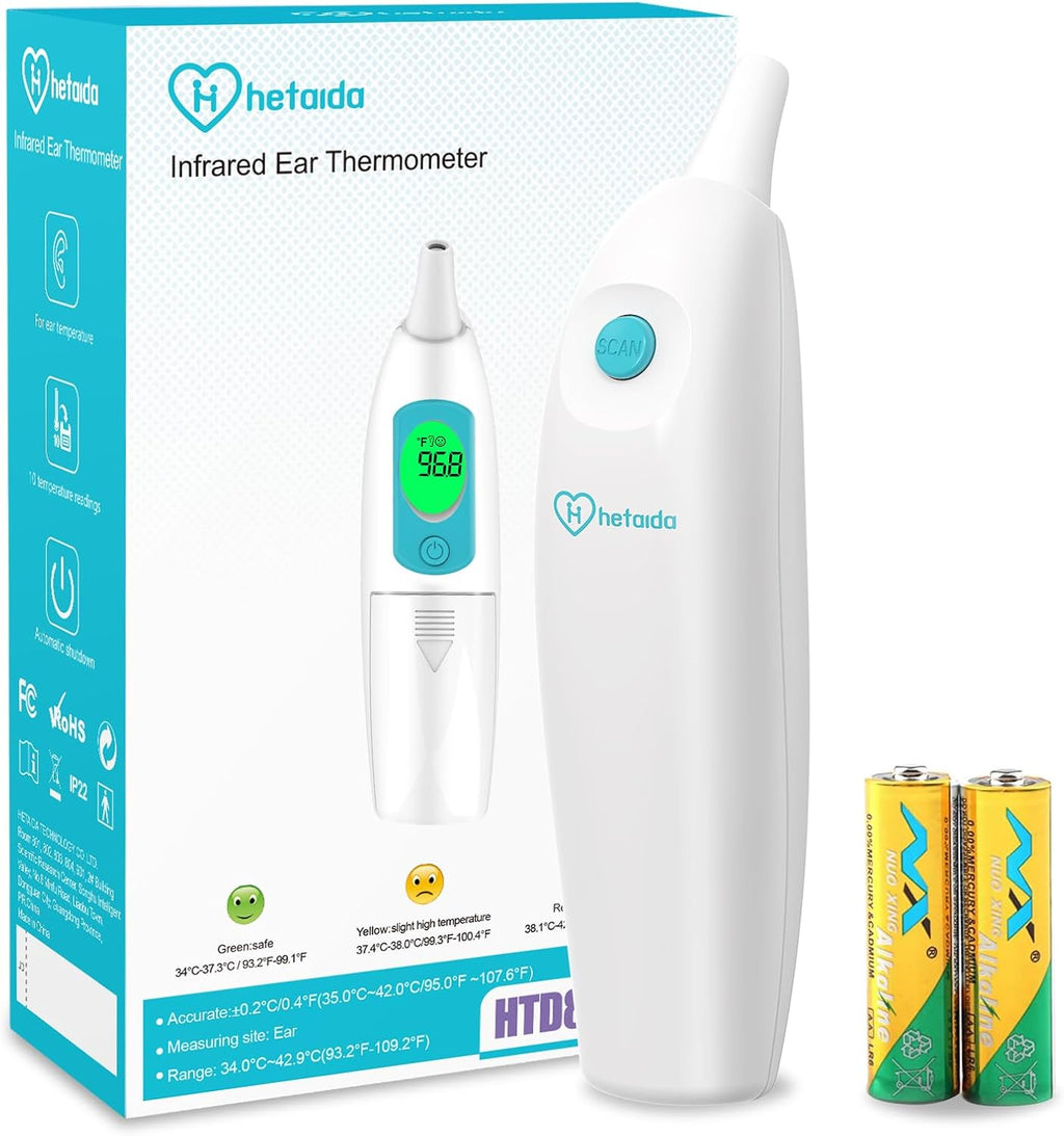 Ear Thermometer for Adults and Kids, Digital Thermometer with Fever Alarm and Instant Accuracy Readings, Infrared Thermometer Gun for Infants, Baby Thermometer, Fast, Reliable
