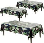 AnapoliZ Army Plastic Tablecloth | 3 Pcs Pack (54” Inch Wide x 102” Inch Long) | Rectangular Camouflage Table Cover | Military Party Table Decorations | Camo Party Plastic Table Cover
