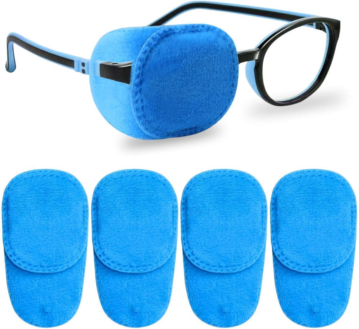 4 Pack Eye Patches for Kids Girls Boys, Right & Left Eye Patch for Glasses, Lazy Eye Patch for Children Treating Lazy Eye Amblyopia Strabismus and After Surgery (Blue)