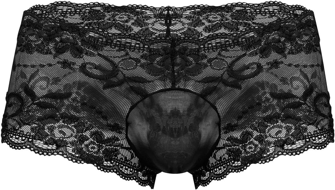Male Power 127-280 Sassy Lace Mini Short Sheer Pouch Color Black Size M