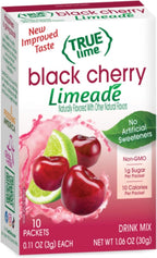 TRUE LIME Black Cherry Limeade Drink Mix (10 Packets) | Made from Real Limes | No Preservatives, No Artificial Sweeteners, Gluten Free | Water Flavor Packets & Water Enhancer with Stevia