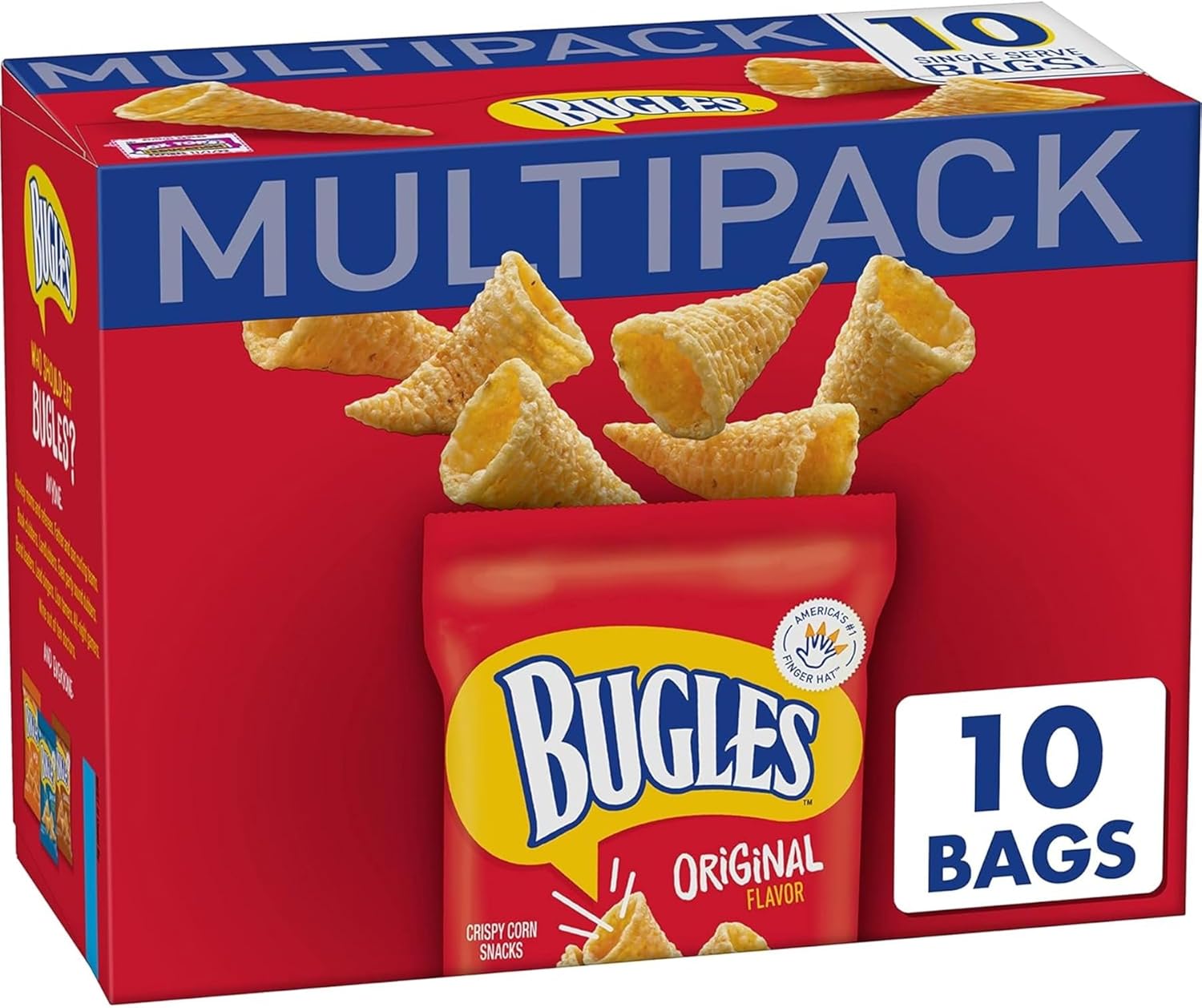 Bugles Original Crispy Corn Snacks, Snack Bags Multipack, 10 Ct, 8.75 oz